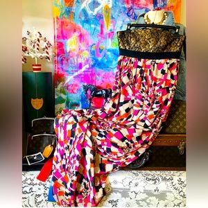 Gorgeous rare TRINA TURK Strapless Colorful Maxi Long Cocktail Party Dress SZ 4